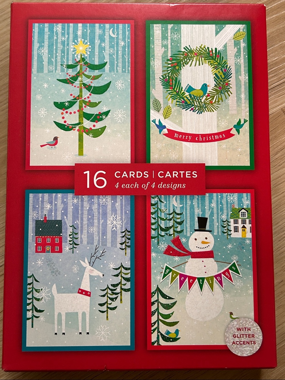 Hallmark 16 Count Assorted Boxed Christmas Cards 4 each of 4 designs-Snowmen-NEW